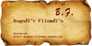 Bognár Filomén névjegykártya
